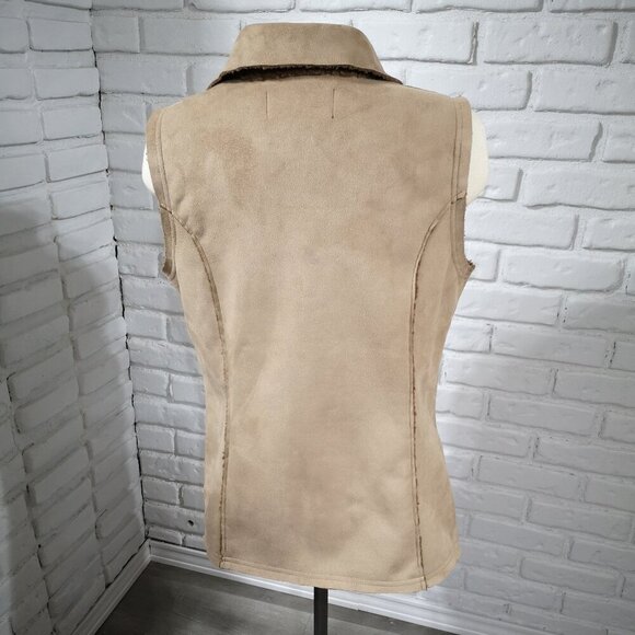 Northern Reflections Ladies Size Large Faux Suede Sherpa Lined Vest - Picture 2 of 7